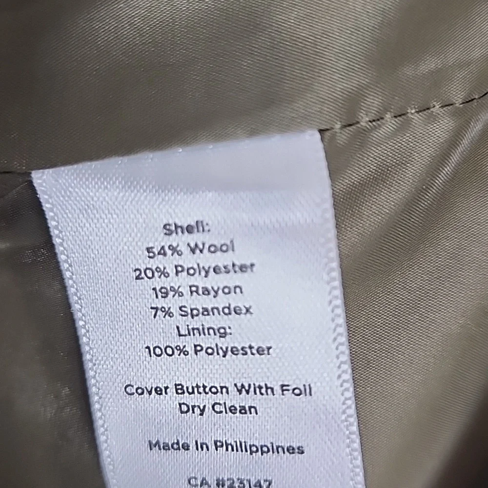 EUC Talbots Olive Green Wool Blend Fitted Stretch Blazer Gold Button Size 4 - Picture 11 of 11